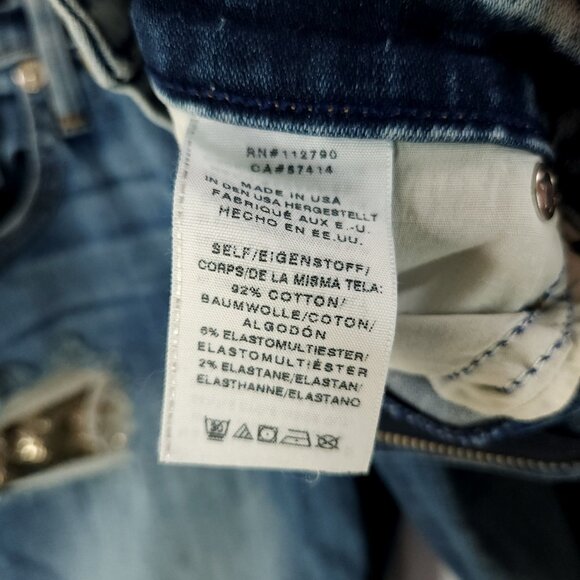 True Religion Audrey Low Rise Jeans Womens 24 Slim Boyfriend Distressed Sequin - Picture 12 of 14